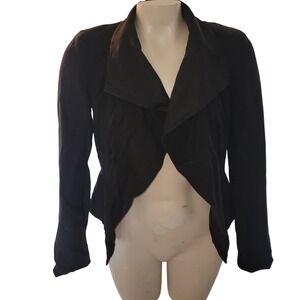 Tabitha Black Drape Waterfall Collar Jacket Blazer Size 4 Silk anthropologie